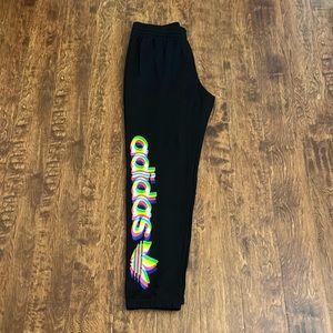 adidas Black Sweatpants with Multicolor Logo